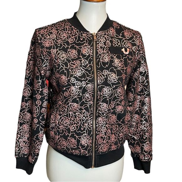 True Religion ALL OVER ROSE Jacket Size Large TR839JK15 - Picture 1 of 10
